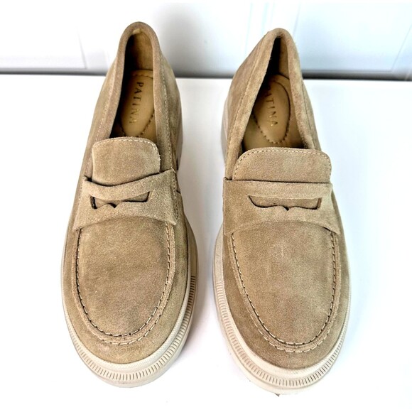 PATINA Tan Suede Platform Women's Penny Loafers Size US 9/EU 39 - Picture 2 of 9